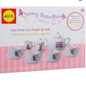 Alex Chasing Butterflies Ceramic Kids Tea Set, 13 Piece
